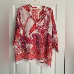 Violet & Claire 3/4 Sleeve Women’s Pullover Pink Red Boho Blouse Size Large